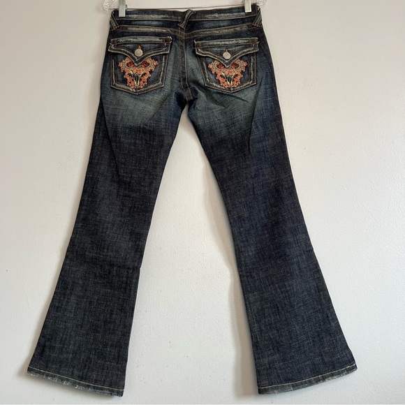 Plastic by Gly Bootcut Y2K Distressed Jeans Western Sz 27 Low Rise Snap Pocket - Picture 1 of 16